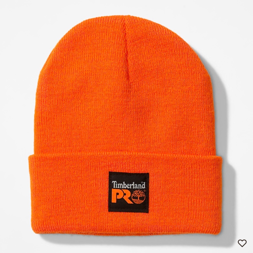 Timberland Pro Adult Cuffed Beanie watch cap Orange Made in USA NWOT outdoor
